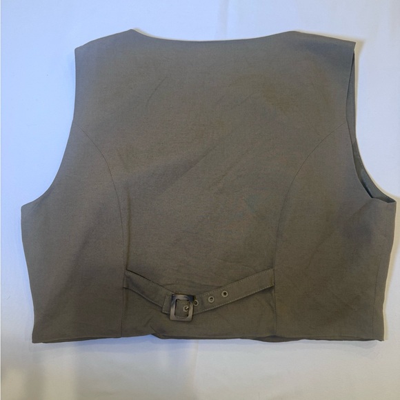 Zara Khaki Button-Up Women's Vest - Picture 3 of 3